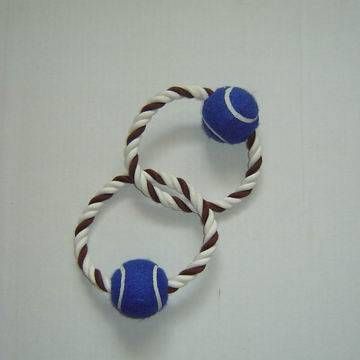 Pet Product Rope Tug Rings With Balls (9852) 